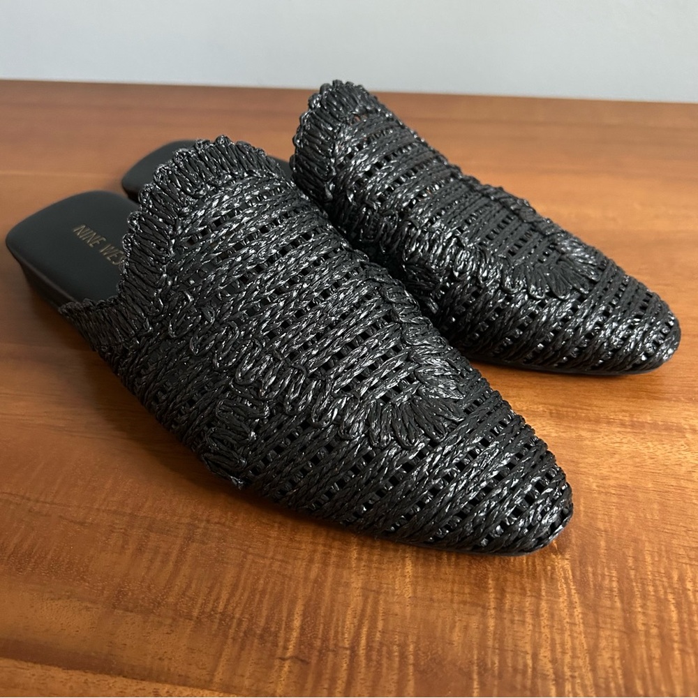 Nine West Black Woven Mules